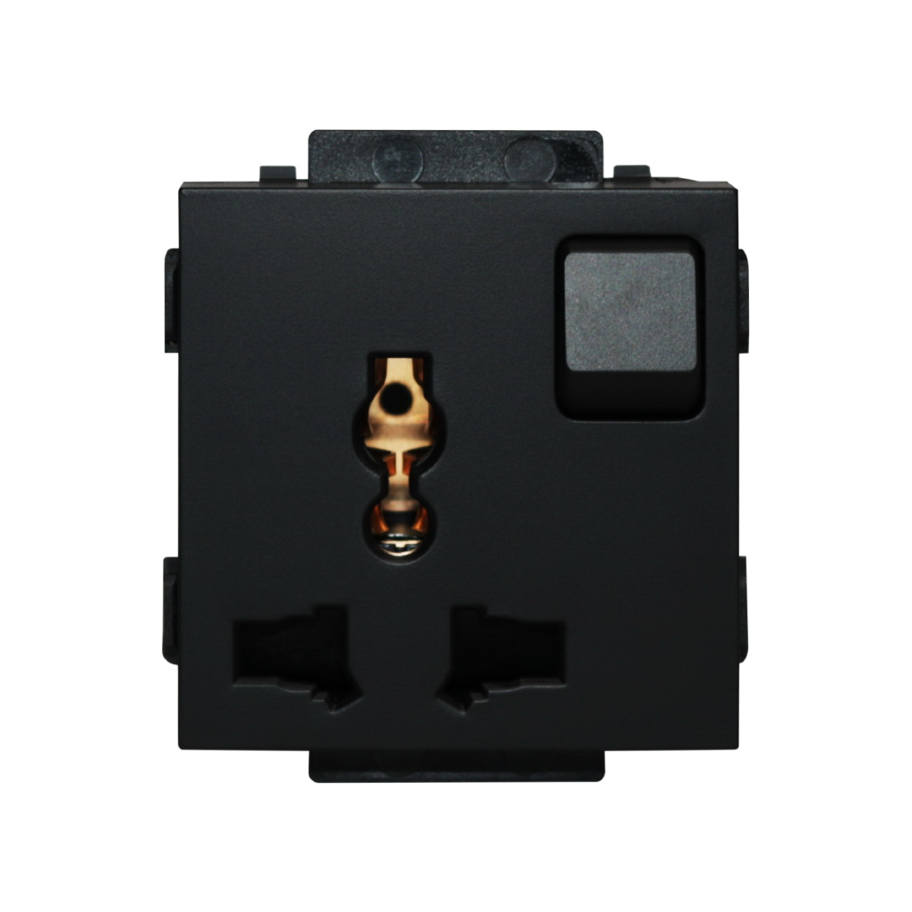 Click/Sirius 13A,220V Universal socket with switch Black