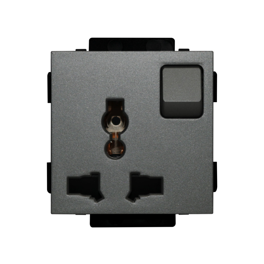 Click/Sirius 13A,220V  Universal socket with switch Gray