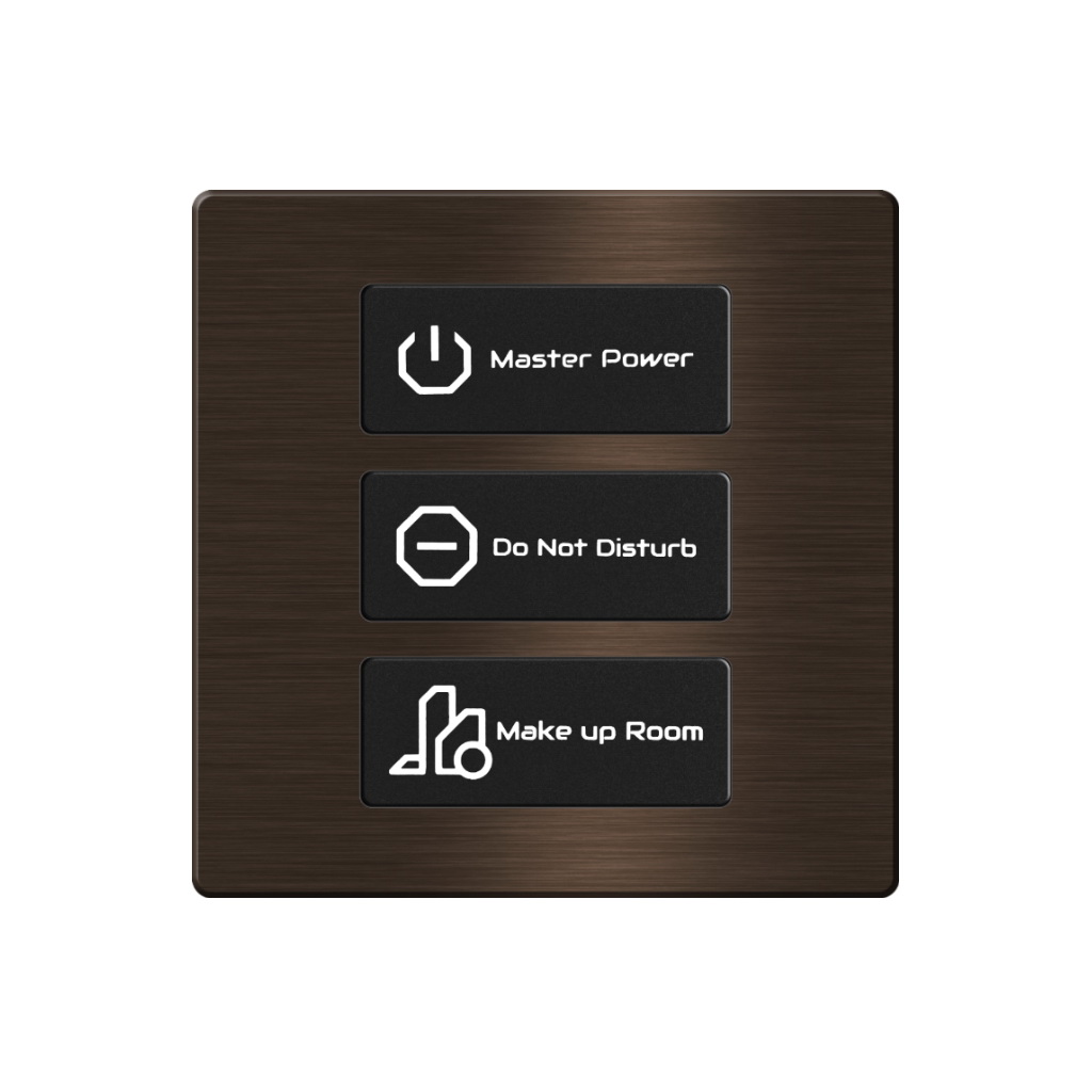 Click Push Button TIS-BUS Series 3 gang in Single Frame Gold