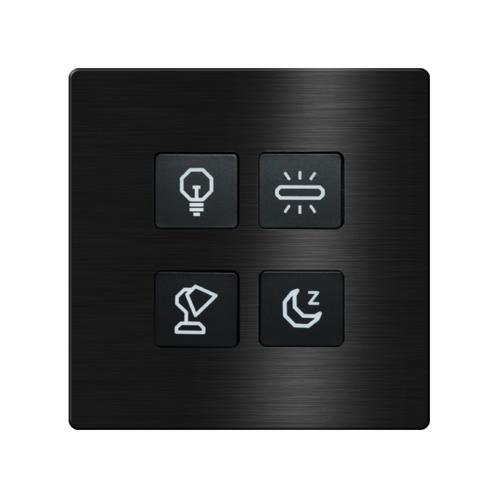 Click Push Button TIS-BUS Series 4 gang in Single Frame Black