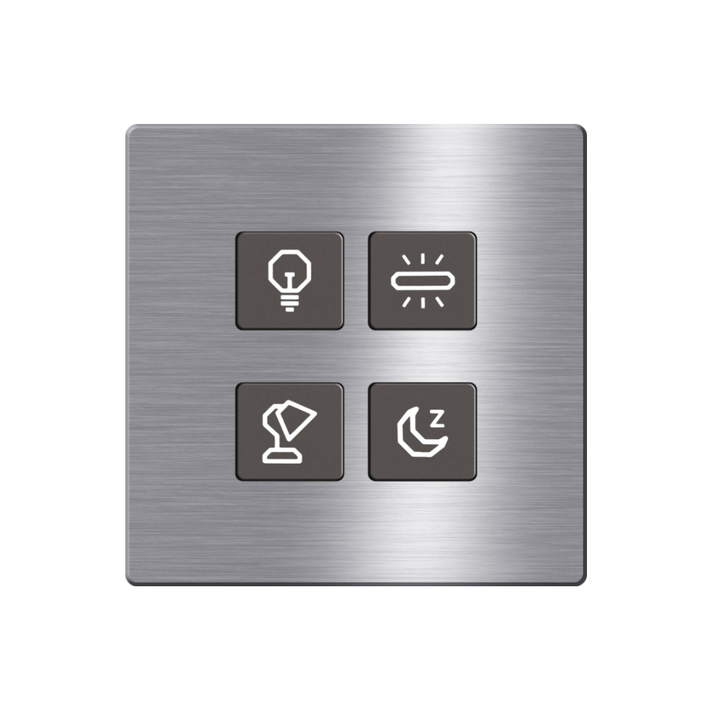 Click Push Button TIS-BUS Series 4 gang in Single Frame Gray