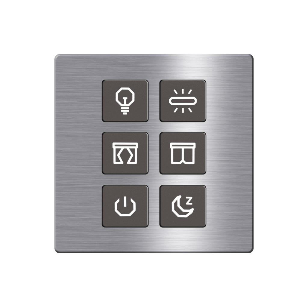 Click Push Button TIS-BUS Series 6 gang in Single Frame Gray