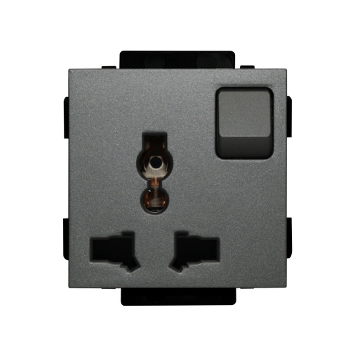 [CLK-PLG-UNV-SW-GRY] Click/Sirius 13A,220V  Universal socket with switch Gray