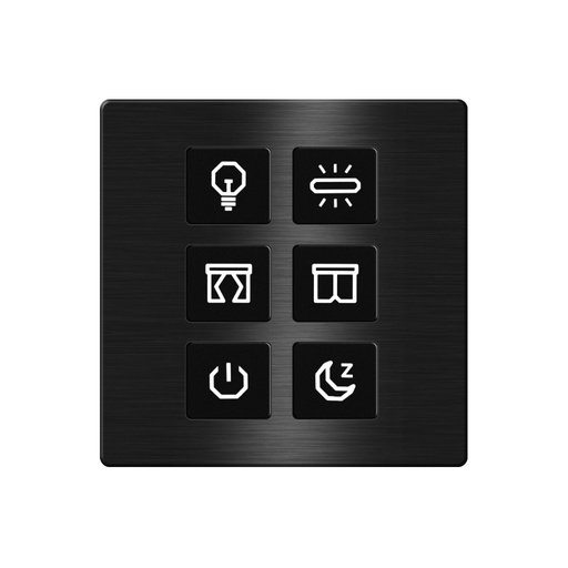 [TIS-CLK-6B-1F-BLK] Click Push Button TIS-BUS Series 6 gang in Single Frame Black