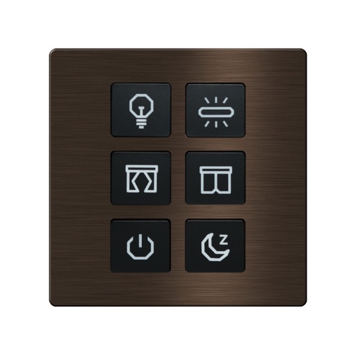 [TIS-CLK-6B-1F-GOL] Click Push Button TIS-BUS Series 6 gang in Single Frame Gold