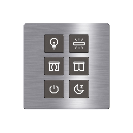 [TIS-CLK-6B-1F-GRY] Click Push Button TIS-BUS Series 6 gang in Single Frame Gray