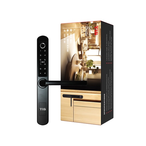 [TIS-A210F-BLK] "Smart BLE Digital Fingerprint Lock, IP64 Work with proximity card 304# stainless steel panel/handle Satin stainless steel treatment American standard 5 latches mortise Available for 60/85,35/85,45/85 mortise Work with alkaline battery Emergency key for backup use 200,000 times life test Work with bluetooth technology Support remote passcode change Available for WIFI hub for remote management(optional)",Black