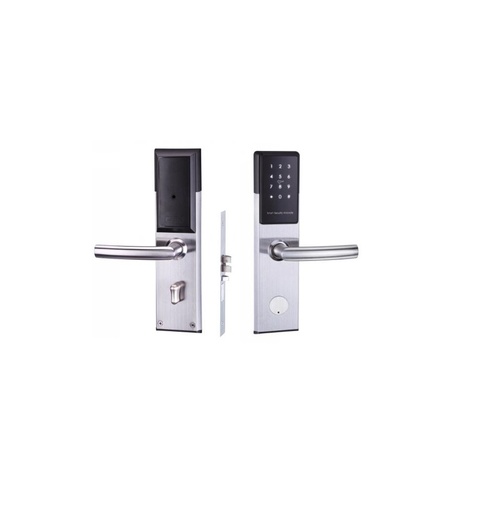 [TIS-E300-SLV] Mifare Hotel card lock Stainless steel panel/handle/handle collar/cylinder cover American standard 5 latches mortise Work with alkaline battery Emergency key for backup use 500,000 times life test Offline system for management Die casting 304# stainless steel mortise latch and deadbolt,Stainless steel